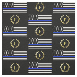 Gold Monogram Police Flag Fabric