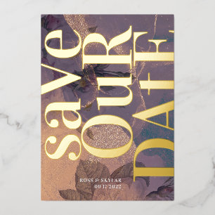 Gold Monogram Purple Fall Save The Date