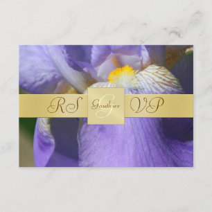Gold Monogram Purple Iris RSVP Invitation