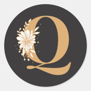 Gold monogram Q Classic Round Sticker