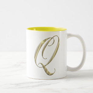 Gold monogram Q initials merchandise Two-Tone Coffee Mug