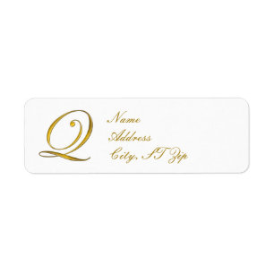 Gold Monogram Q Return Address Labels