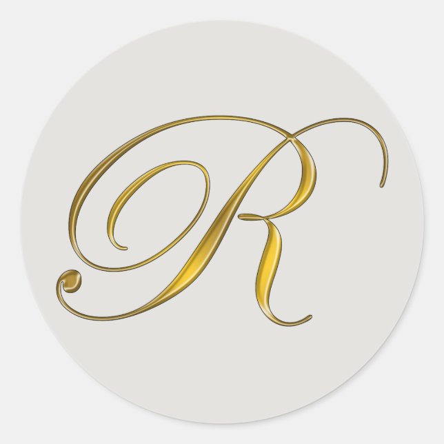 Gold Monogram R Envelope Seal Sticker (Front)