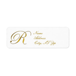 Gold Monogram R Return Address Labels