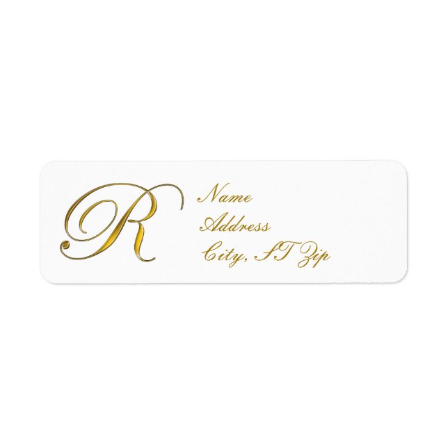 Gold Monogram R Return Address Labels (Front)