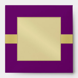 Gold Monogram Ribbon Purple Wedding Envelope