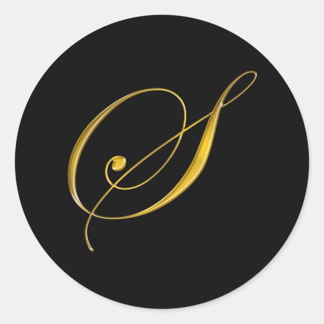Gold Monogram S Envelope Seal Sticker Label (Front)