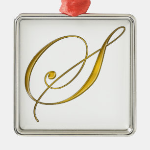 Gold Monogram S Metal Tree Decoration