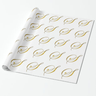 Gold Monogram S Wrapping Paper