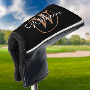 Gold Monogram Script Name Personalised Golf Head Cover