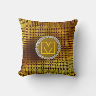 Gold Monogram Sequin Cushion