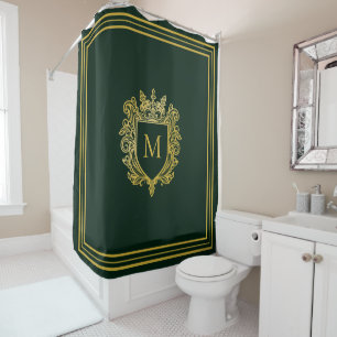 Gold Monogram Shower Curtain