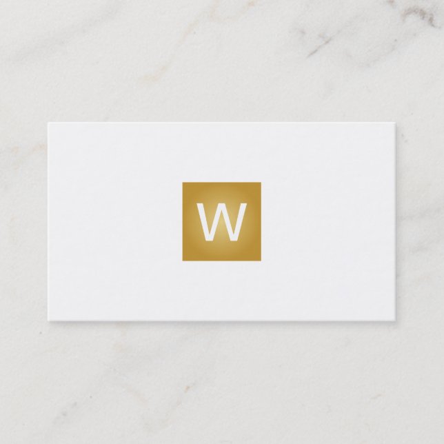 Gold Monogram Square Business Card (Front)