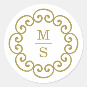 Gold Monogram Sticker or Monogram Wedding Seals
