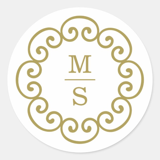 Gold Monogram Sticker or Monogram Wedding Seals (Front)