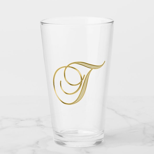 Gold Monogram T Glass (Front)
