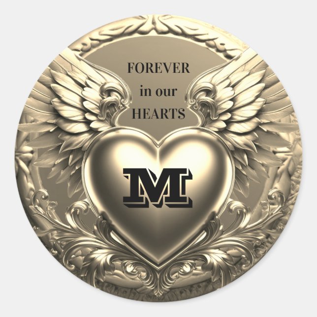 Gold Monogram Template  Classic Round Sticker (Front)