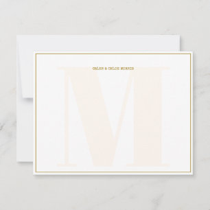 Gold Monogram Typewriter Couple Wedding Custom Card