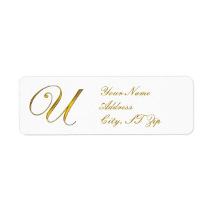 Gold Monogram U Customised Return Address Labels