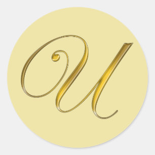 Gold Monogram U Envelope Seal Label Sticker