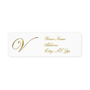 Gold Monogram V Customised Return Address Labels