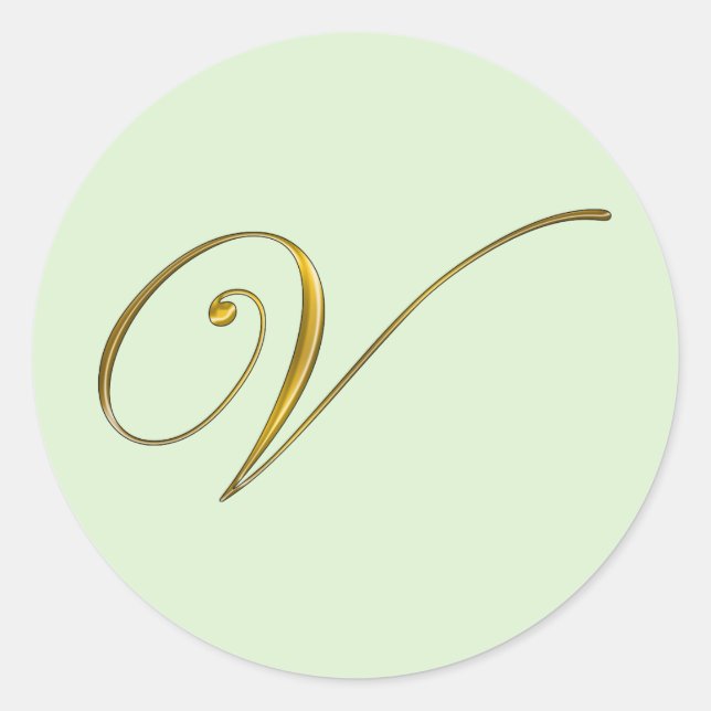 Gold Monogram V Envelope Seal Label Sticker (Front)