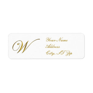 Gold Monogram W Customised Return Address Labels