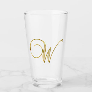 Gold Monogram W Glass