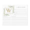 Gold Monogram Watercolor Greenery Recipe Sheet