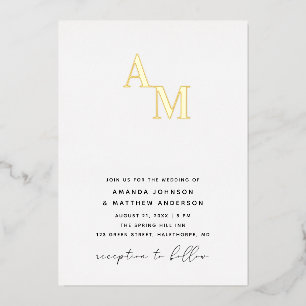 Gold Monogram Wedding. Elegant Minimalist Initials