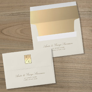 Gold Monogram Wedding Envelope