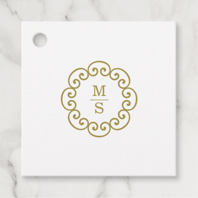 Gold Monogram Wedding Favour Tags (Front)