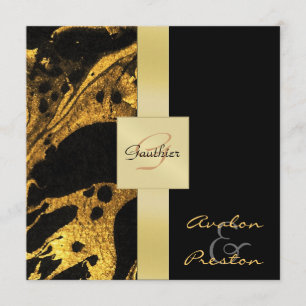 Gold Monogram Wedding Invitation