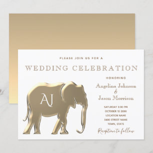 Gold Monogram Wedding Invitation