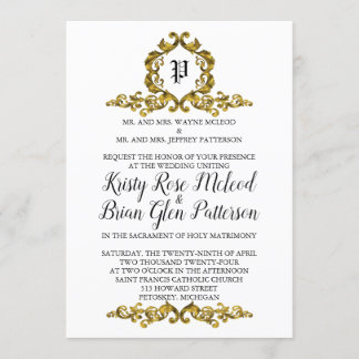 Gold Monogram Wedding Invitation