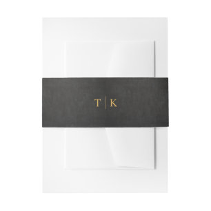 Gold Monogram Wedding Invitation Belly Band