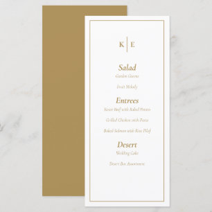 Gold Monogram Wedding Menu Card