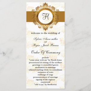 gold monogram Wedding program Programme