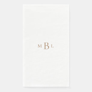 Gold Monogram White Elegant Wedding Napkin