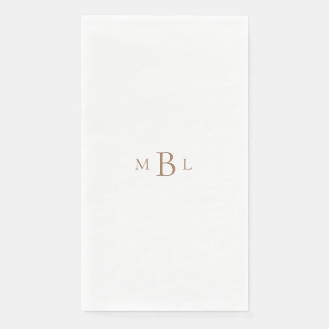 Gold Monogram White Elegant Wedding  Napkin (Front)