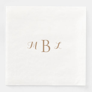 Gold Monogram White Wedding Napkin