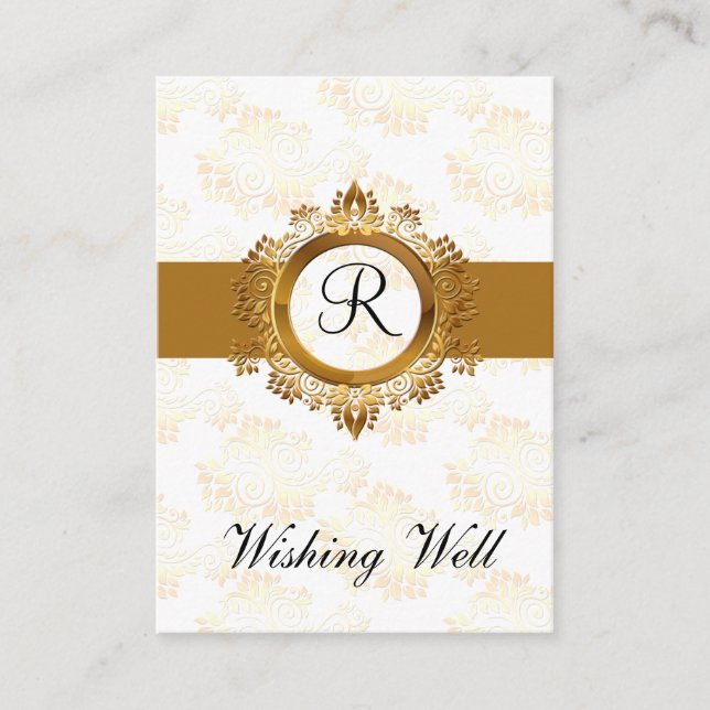 gold monogram wishing well cards (Front)