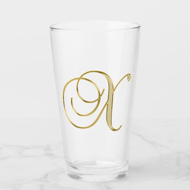 Gold Monogram X Glass (Front)