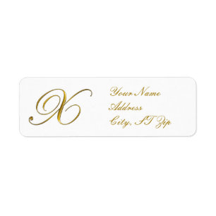 Gold Monogram X Return Address Labels