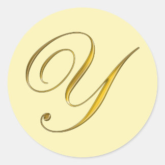 Gold Monogram Y Envelope Seal Label Sticker