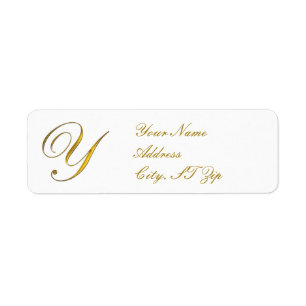Gold Monogram Y Return Address Labels
