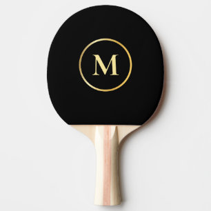 Gold Monogrammed Elegant Black Template Trendy Ping Pong Paddle