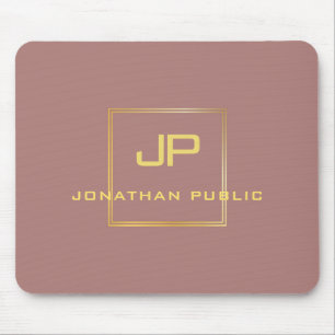 Gold Monogrammed Template Elegant Personalised Mouse Mat
