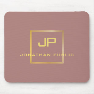 Gold Monogrammed Template Elegant Personalised Mouse Mat
