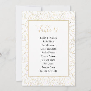 Gold monster leaf Table Number Seating Chart